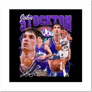 John Stockton Basketball Legend Vintage Bootleg Graphic Retro Posters and Art